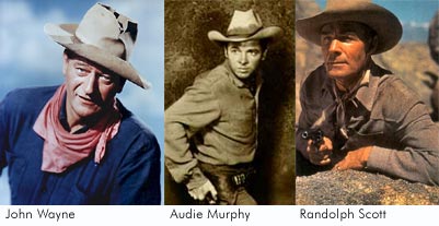 John Wayne, Audie Murphy, Randolph Scott.